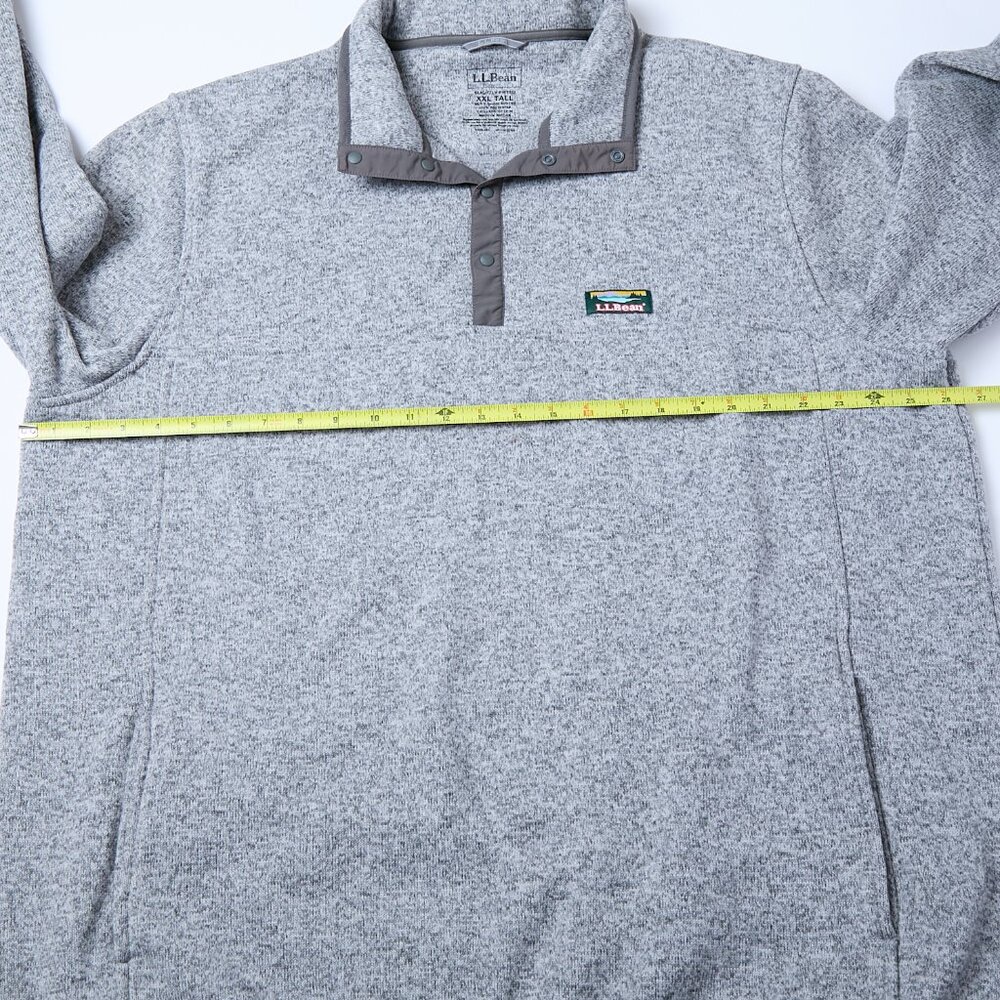 LL Bean 1/4 Snap Sweater Fleece Pullover Men's XXL Tall 2XLT Heather Gray Preppy - Picture 10 of 11